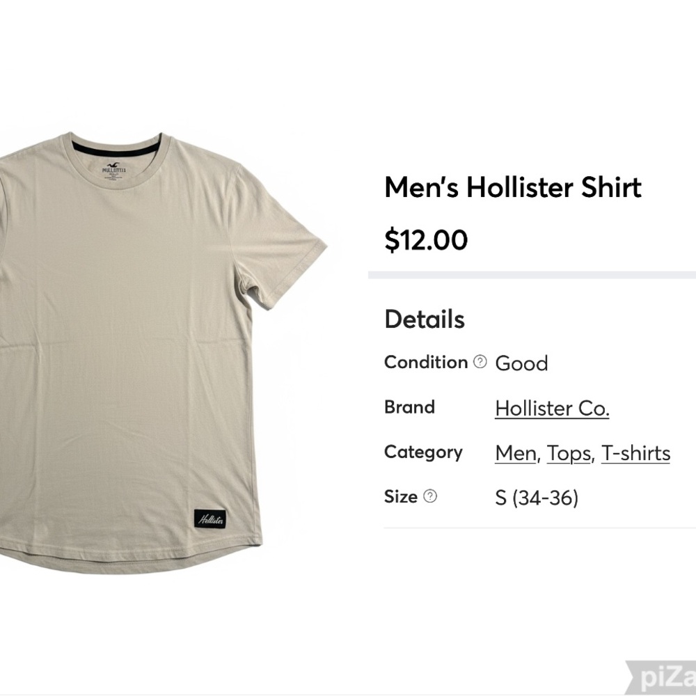 Hollister Men's Short Sleeve Tee - Cream